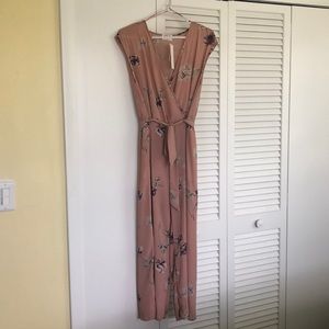 Mauve/floral print jumpsuit
